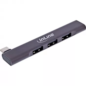InLine Slim USB-C Hub, 4-port, USB 3.0 + 3x USB 2.0, slim design
