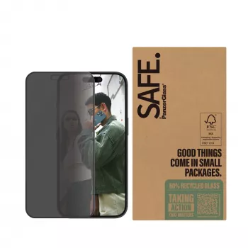 PanzerGlass SAFE. by ® Privacy Screen Protector iPhone 16 | 15 | Ultra-Wide Fit | BULK