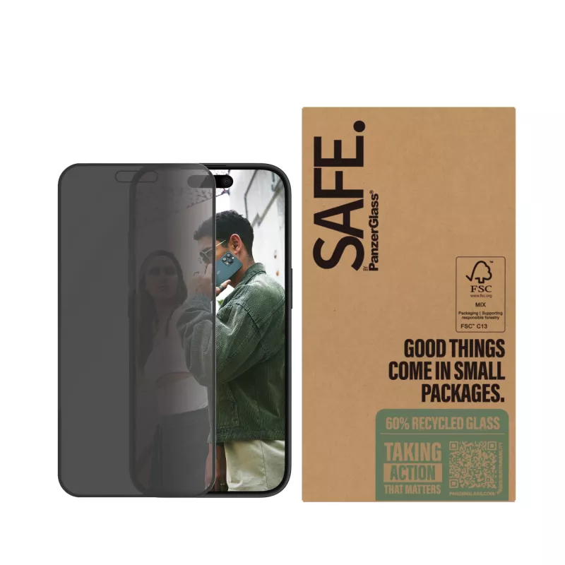 PanzerGlass SAFE. by ® Privacy Screen Protector iPhone 16 | 15 | Ultra-Wide Fit | BULK
