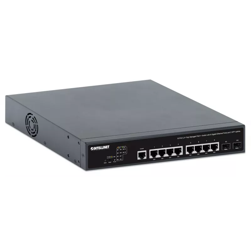 Intellinet 10-Port L2+ Fully Managed PoE++ Switch with 8 Gigabit Ethernet Ports and 2 SFP Uplinks