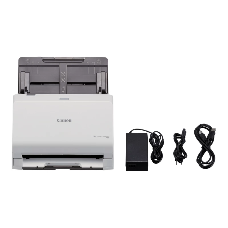 Canon imageFORMULA R30 Driverless Desktop Document Scanner, 216 x 356 mm, 600 x 600 DPI, ADF + Sheet-fed scanner, White, CIS, RGB LED