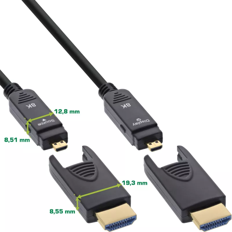 InLine HDMI AOC cable, Ultra High Speed HDMI, 8K4K, detachable plug, 10m