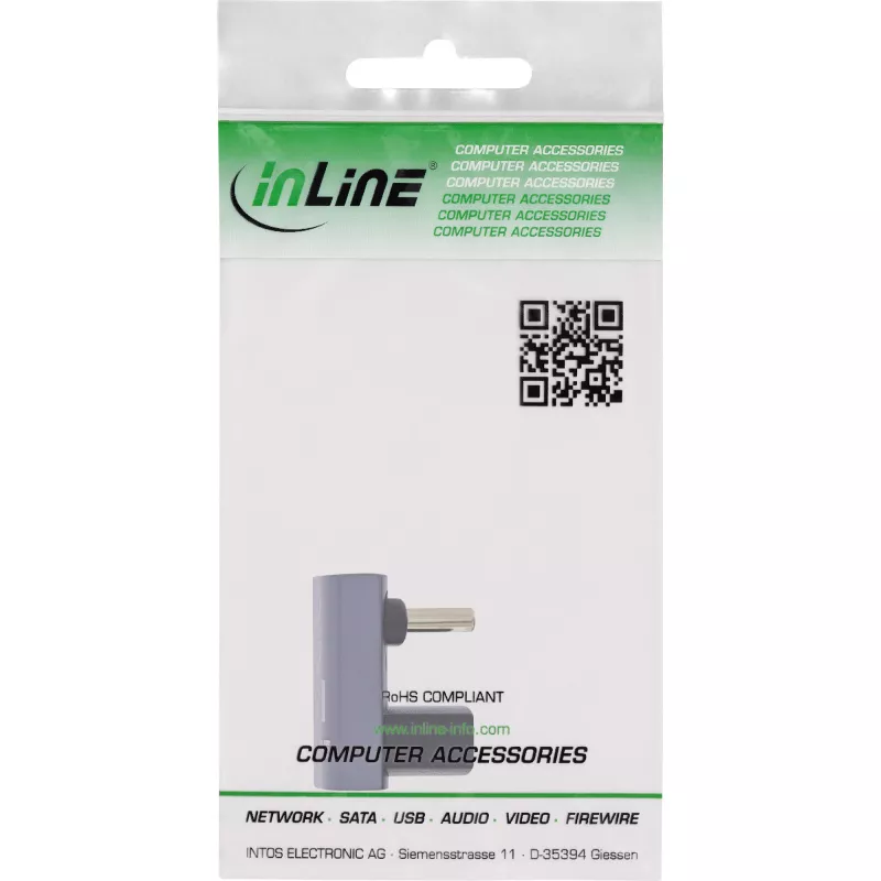 InLine USB4 adapter, USB-C male/female 180°, aluminium, grey
