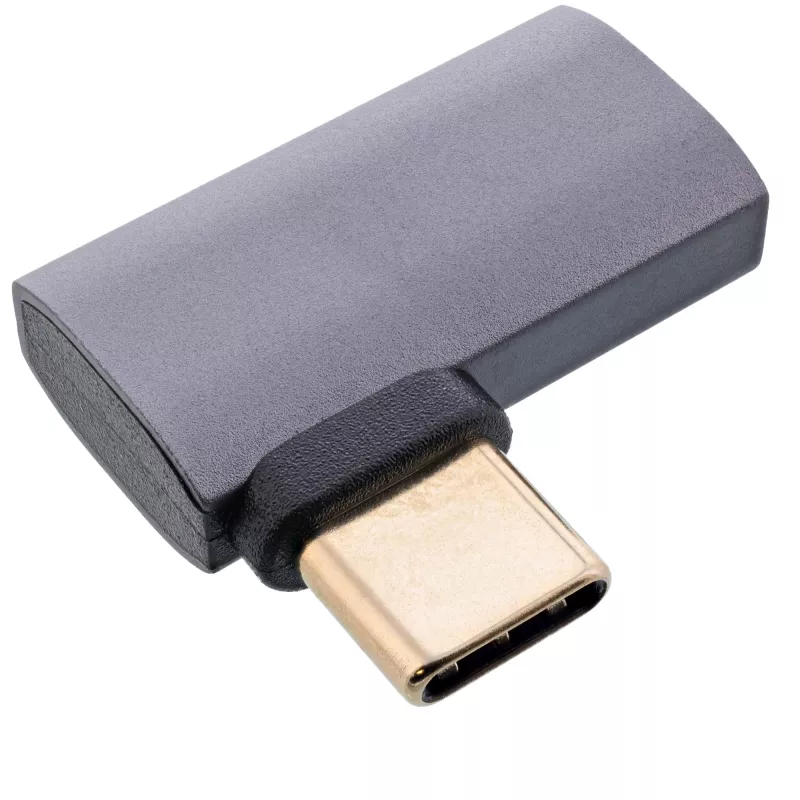 InLine USB4 adapter, USB-C male/female right/left angled, aluminium, grey