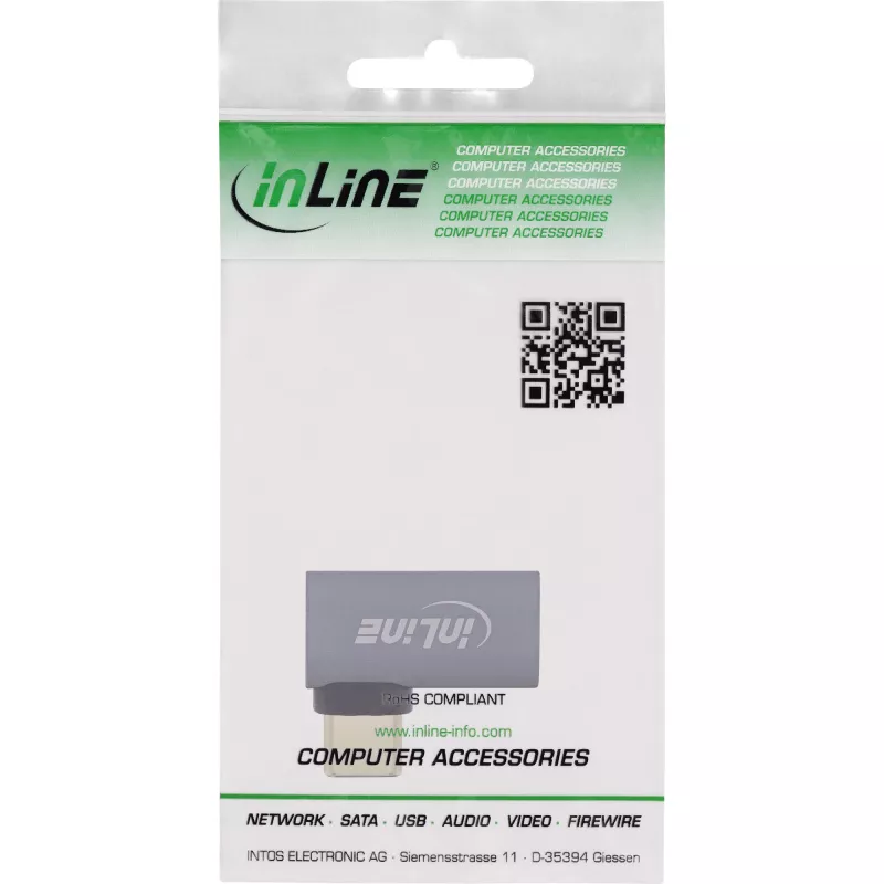 InLine USB4 adapter, USB-C male/female right/left angled, aluminium, grey