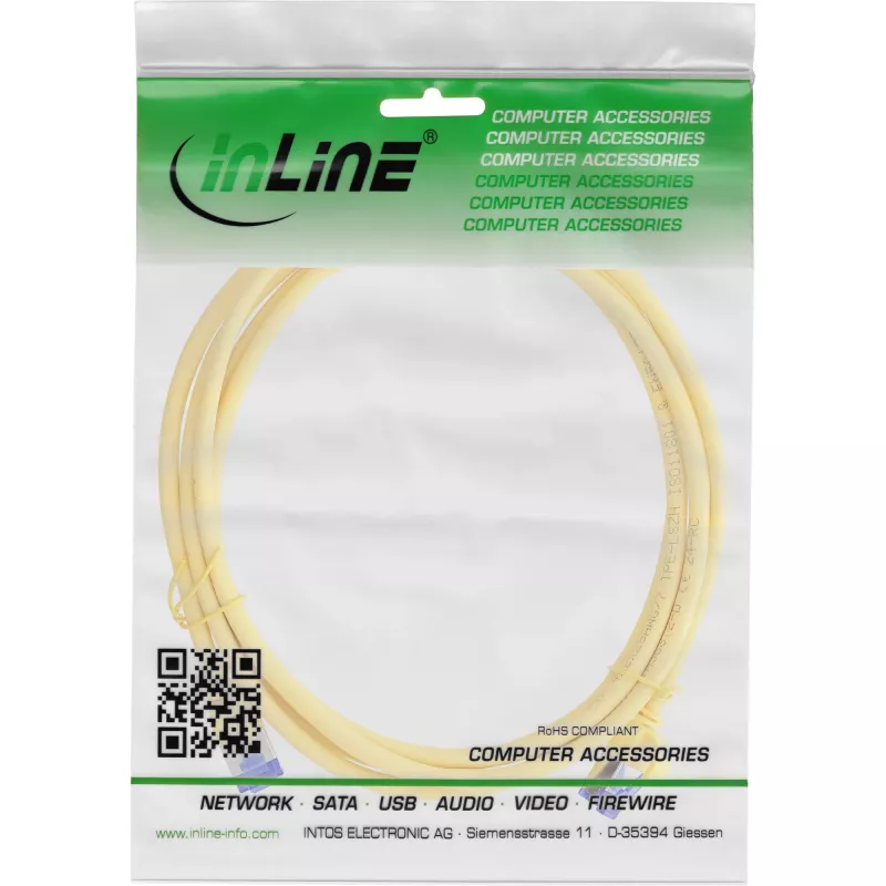 Patch Cable InLine Cat.6A S/FTP Slim TPE (LSZH) PoE, yellow, 3 m