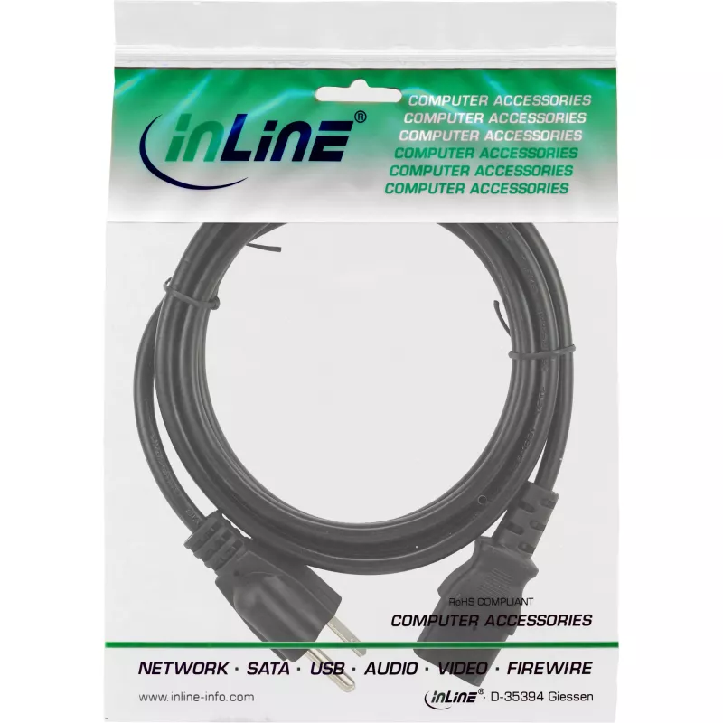 InLine 16658J power cable Black 1.8 m Power plug type B IEC C13