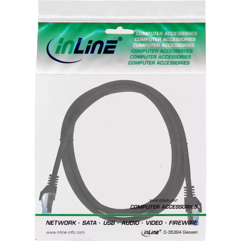 InLine 72601S networking cable Black 1 m Cat6a S/FTP (S-STP)