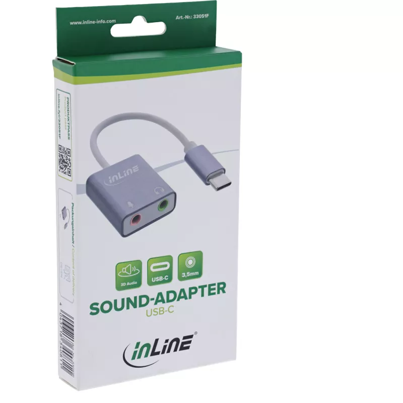 Audio Converter InLine 33051F USB Type-C Grey 42x30x12mm
