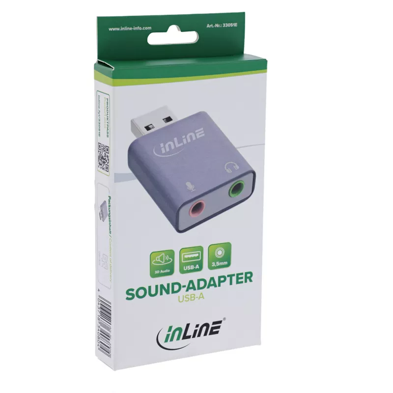 Audio Converter InLine 33051E USB Type-A Grey 42mm x 30mm x 12mm