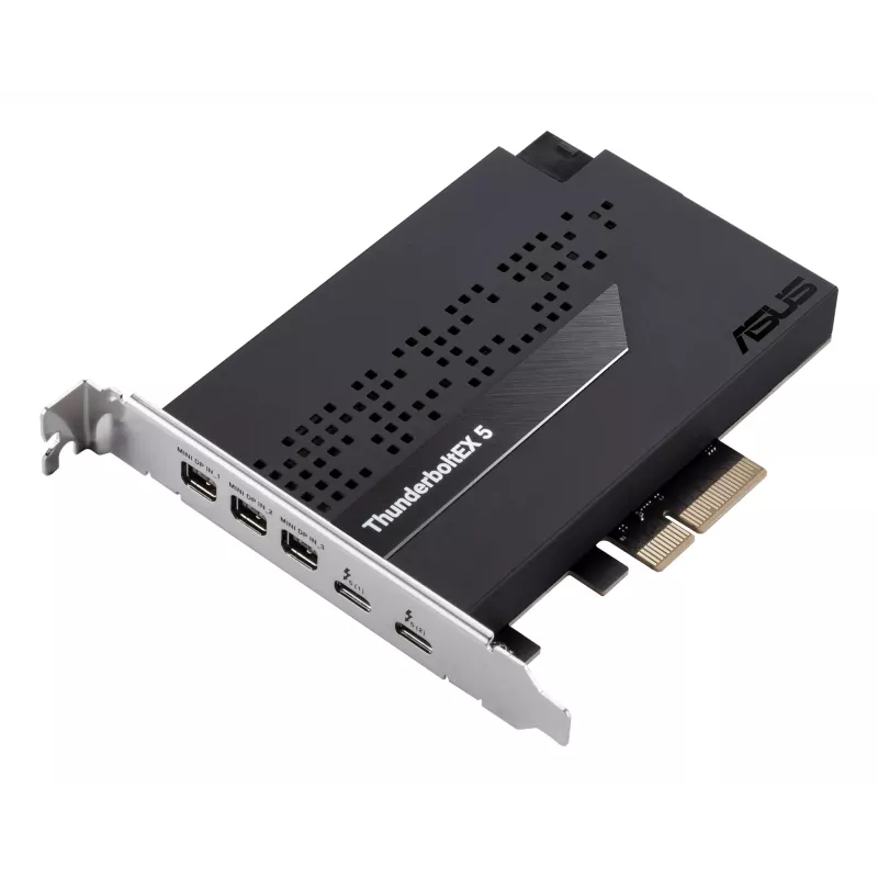 Interface card ASUS ThunderboltEX 5 — PCIe 4.0, Intel JHL9580, Mini DisplayPort, USB 2.0, 120 Gbit/s