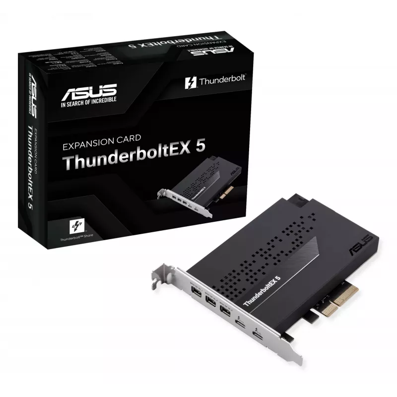 Interface card ASUS ThunderboltEX 5 — PCIe 4.0, Intel JHL9580, Mini DisplayPort, USB 2.0, 120 Gbit/s