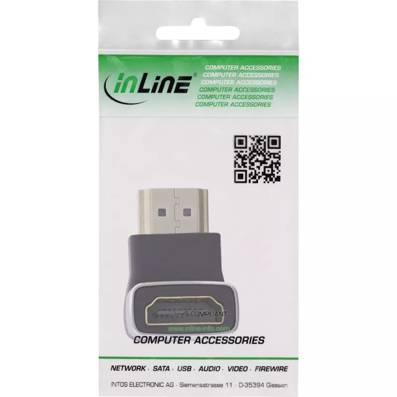 HDMI Gender Changer InLine 17991F HDMI A Black Grey Gold Plated