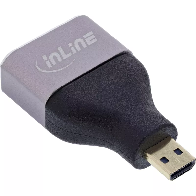 InLine 17991B HDMI A to Micro HDMI D Cable Gender Changer Black Grey