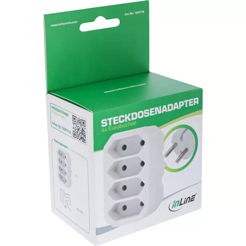 Power Plug Adapter Type F Type C InLine 16471E White