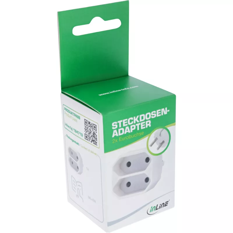 Power Plug Adapter Type F Type C Europlug White InLine 16471D