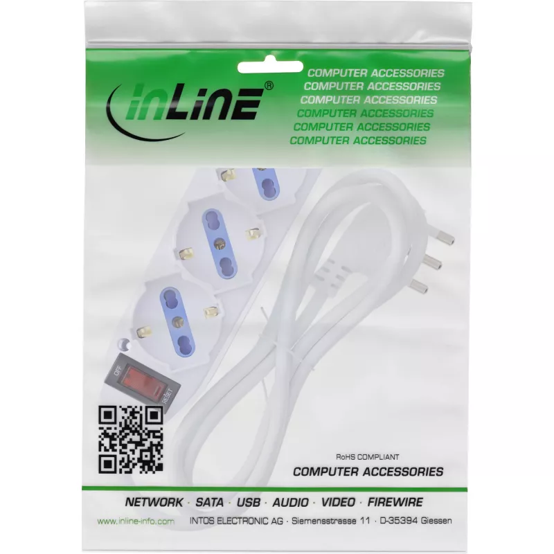 InLine 16431Z power extension 1.5 m 3 AC outlet(s) Indoor White