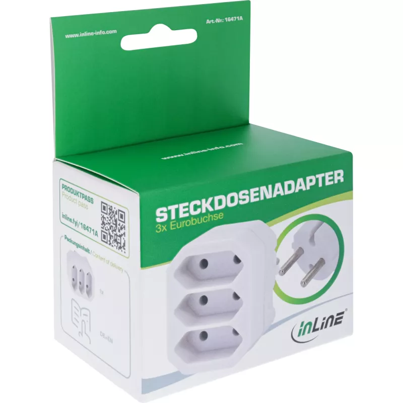 Power Plug Adapter Type F Type C InLine 16471A White