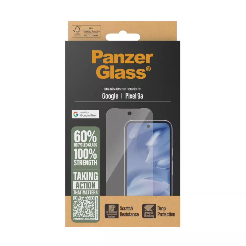 Screen Protector PanzerGlass Google Pixel 9a Ultra-Wide Fit Scratch Shock Resistant