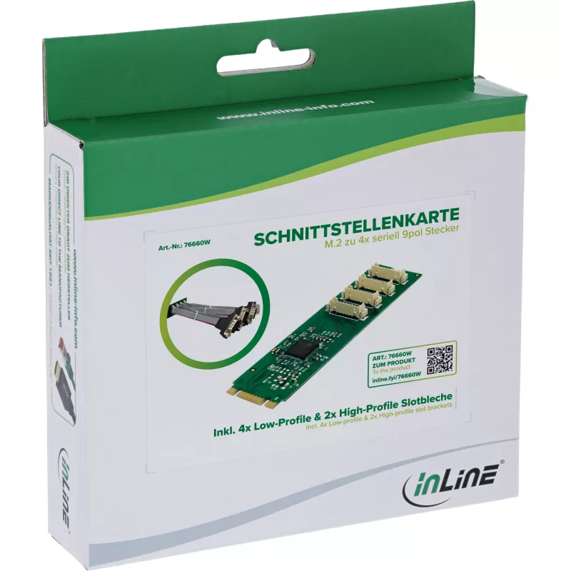 InLine 76660W Internal Serial Adapter M.2 Male ASIX AX99100 4 Gbit/s