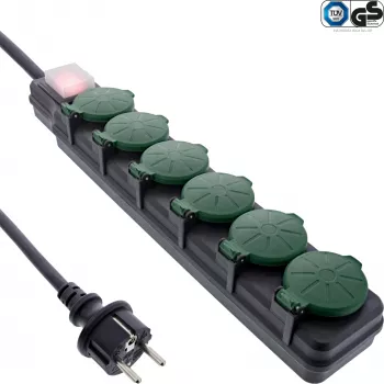 InLine 16496T power extension 10 m 6 AC outlet(s) Indoor/outdoor Black, Green