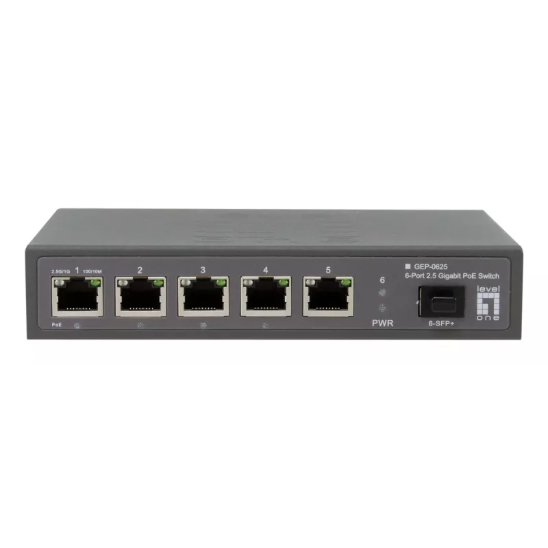 LevelOne GEP-0625 network switch Unmanaged 2.5G Ethernet (100/1000/2500) Power over Ethernet (PoE) Black