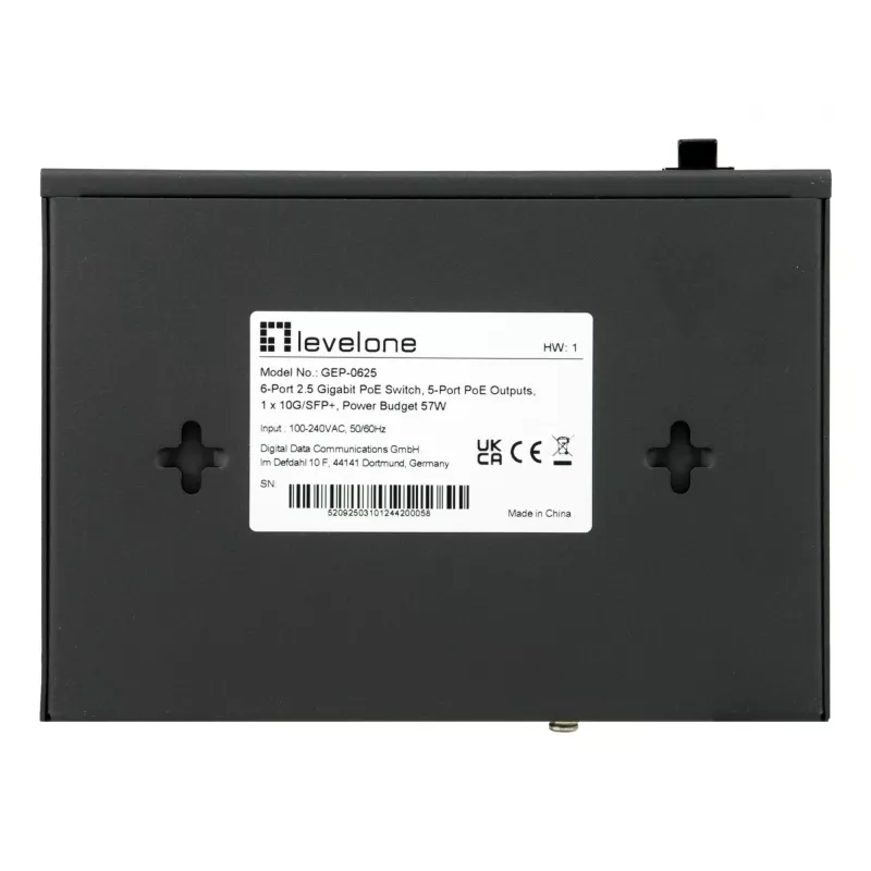LevelOne GEP-0625 network switch Unmanaged 2.5G Ethernet (100/1000/2500) Power over Ethernet (PoE) Black