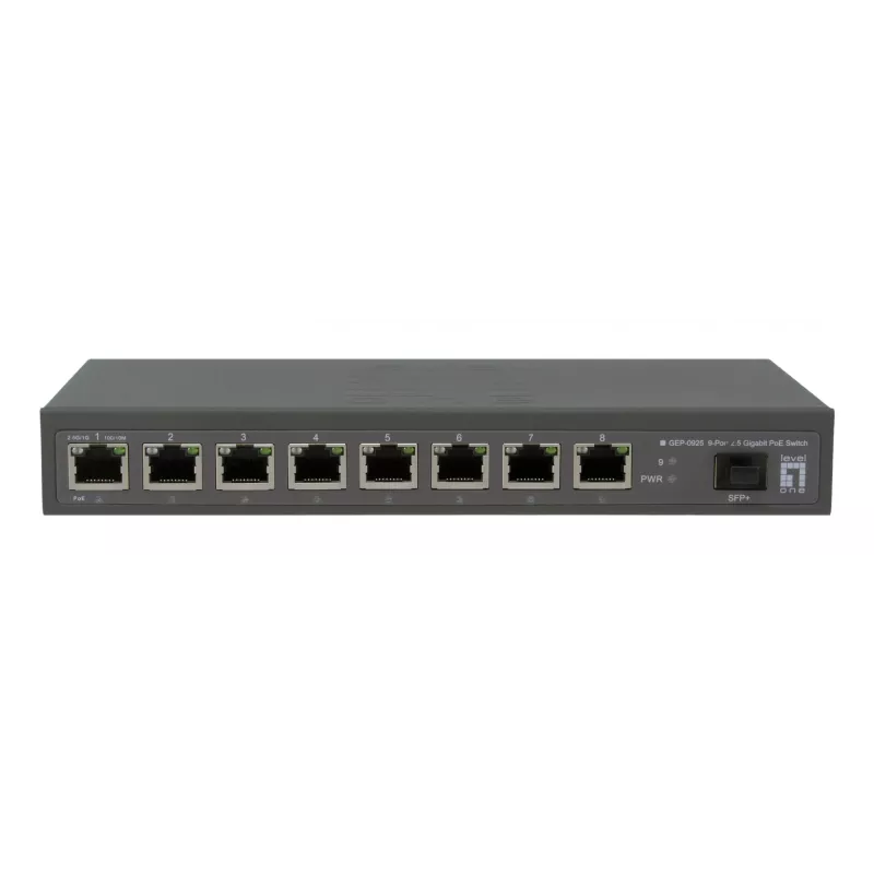 LevelOne GEP-0925 network switch Unmanaged 2.5G Ethernet (100/1000/2500) Power over Ethernet (PoE) Black