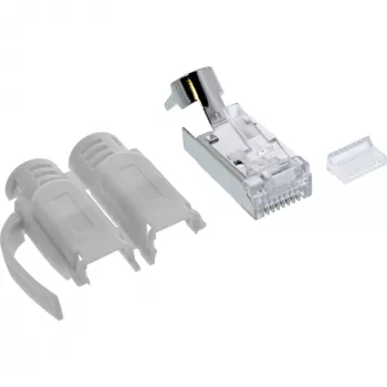 InLine Crimp connector Cat.6A RJ45 shielded, 3-piece grey 10-pack