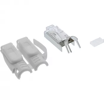 InLine Crimp connector Cat.6A RJ45 shielded, 3-piece grey 10-pack