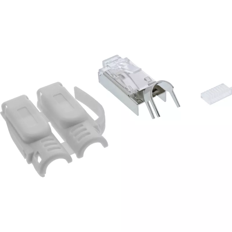InLine Crimp connector Cat.6A RJ45 shielded, 3-piece grey 10-pack