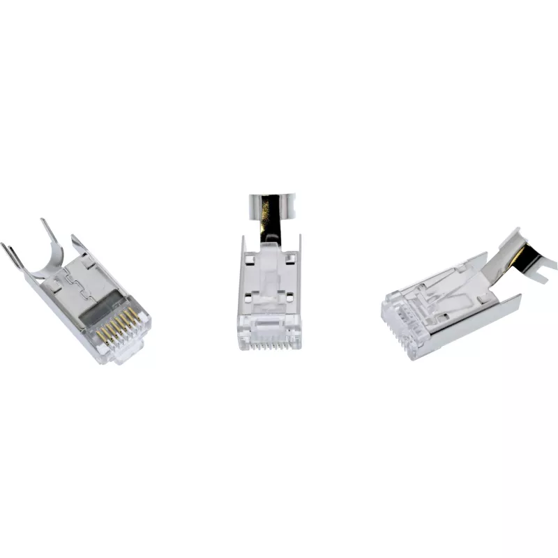 InLine Crimp connector Cat.6A RJ45 shielded, 3-piece black 10-pack