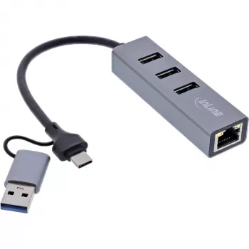 InLine 33380S interface hub USB 3.2 Gen 1 (3.1 Gen 1) Type-A + Type-C 5000 Mbit/s Grey