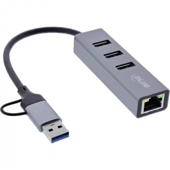 InLine 33380S interface hub USB 3.2 Gen 1 (3.1 Gen 1) Type-A + Type-C 5000 Mbit/s Grey