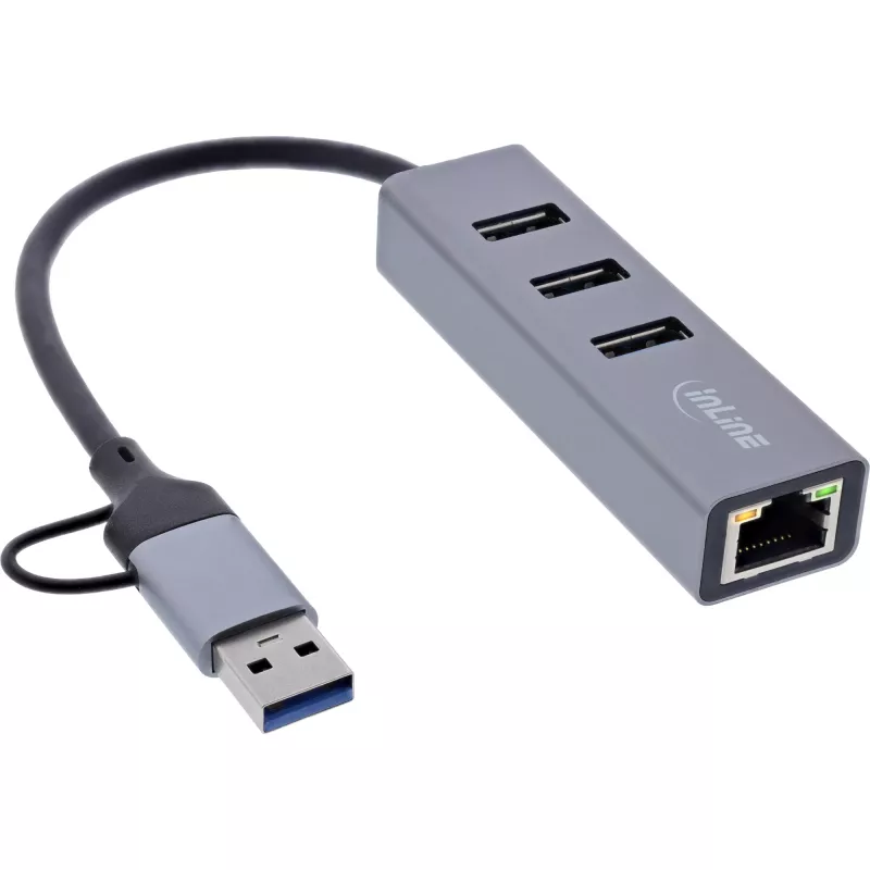 InLine 33380S interface hub USB 3.2 Gen 1 (3.1 Gen 1) Type-A + Type-C 5000 Mbit/s Grey