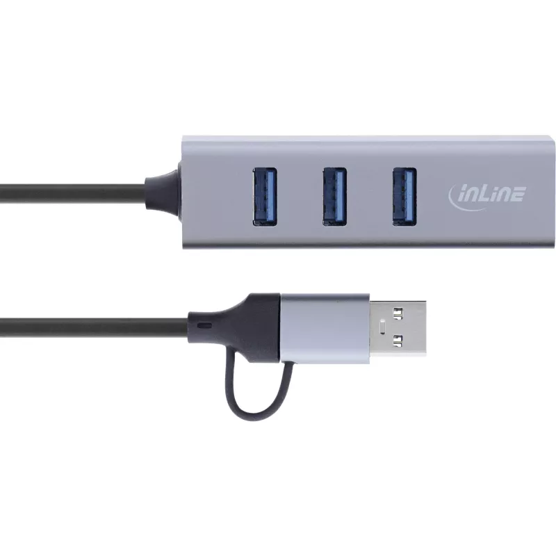 InLine 33380S interface hub USB 3.2 Gen 1 (3.1 Gen 1) Type-A + Type-C 5000 Mbit/s Grey