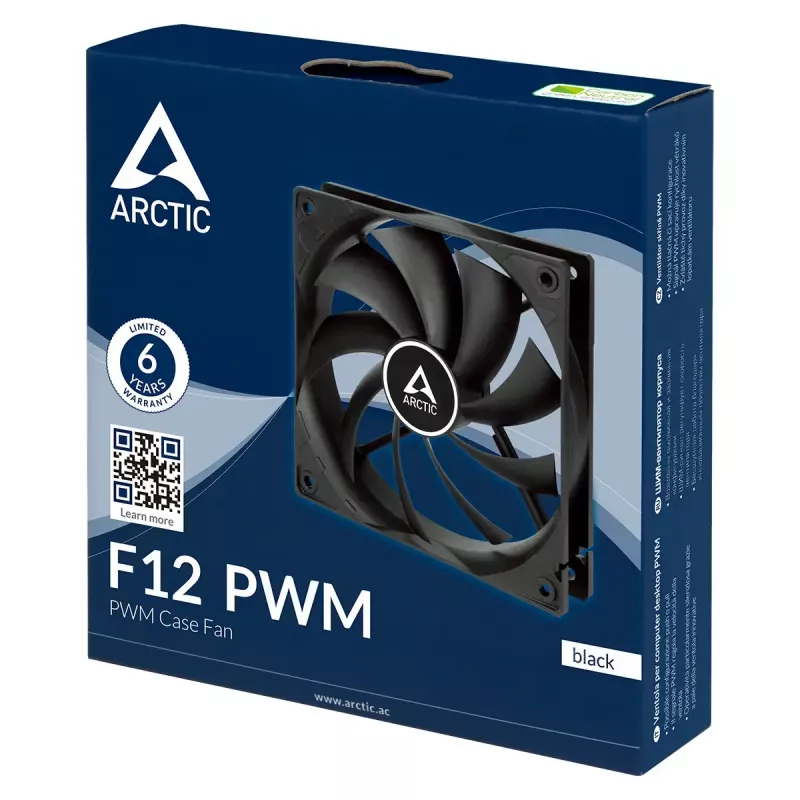 Fan ARCTIC Freezer F12 PWM 120 mm 230-1350 RPM 0.3 sone Black
