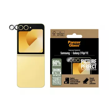 Camera lens protector PanzerGlass PicturePerfect for Samsung Galaxy Z Flip7 FE — tempered glass, silicone, transparent, 1 pc