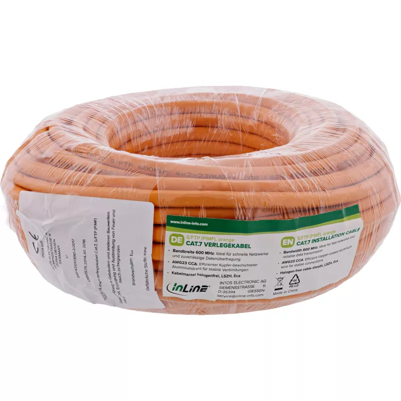 Network Cable InLine 70220I RJ45 Cat.7 600MHz 1m Orange