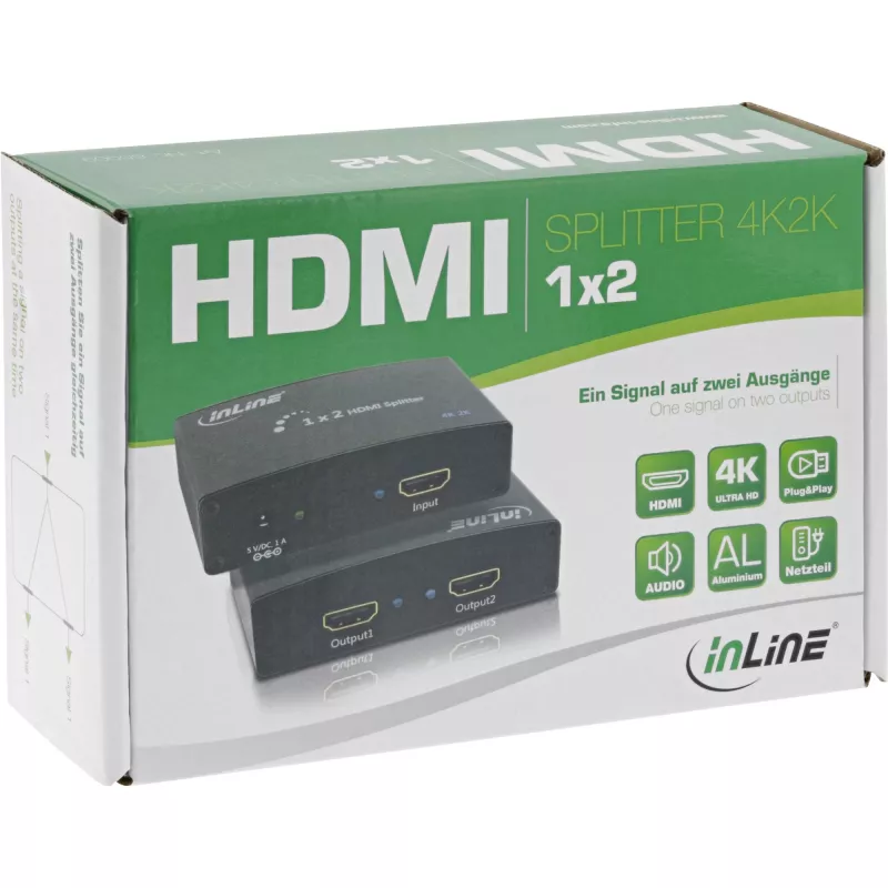 InLine HDMI Splitter/Distributor, 2-port, 4K2K compatible