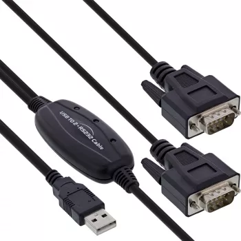 InLine USB 2.0 to 2x Serial Adapter Cable USB Type A to 2x 9 Pin SubD male 1.5m