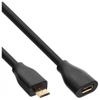 InLine Micro-USB 2.0 extension cable, Micro-B M/F, black/gold, 3m