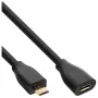 InLine Micro-USB 2.0 extension cable, Micro-B M/F, black/gold, 3m