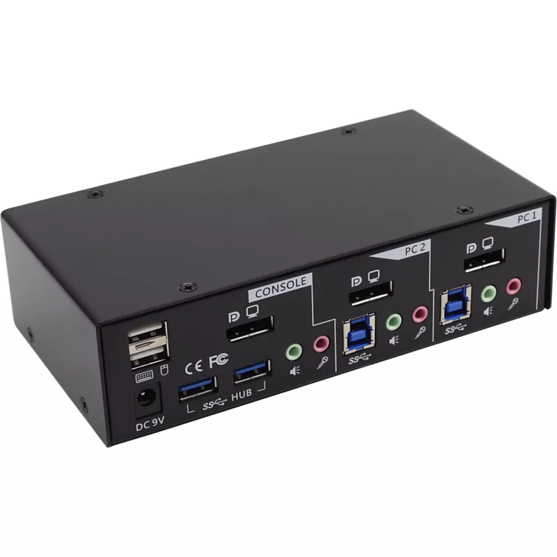 InLine Desktop KVM Switch 2 Port DisplayPort USB 3.0 Hub with Audio