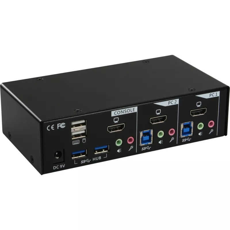 InLine Desktop KVM Switch, 2-port, HDMI, USB 3.0 Hub, with audio