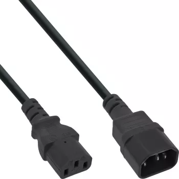 InLine cold device extension, C13 / C14, black, 1m