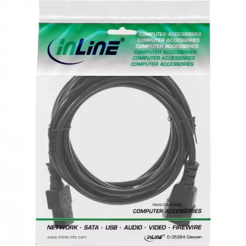 InLine cold device extension, C13 / C14, black, 1m
