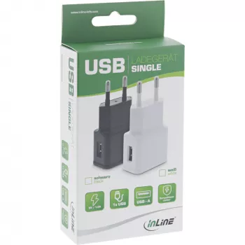 USB Power Adapter Single InLine 31504W 100-240V to 5V/1.2A White