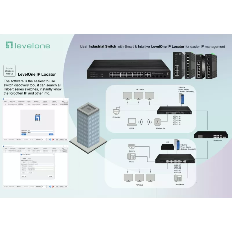 LevelOne Hilbert 8-Port Industrial Gigabit Smart Lite Switch