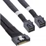 InLine Slim SAS cable, SFF-8654 8i to 2x SFF-8643, 0.5m